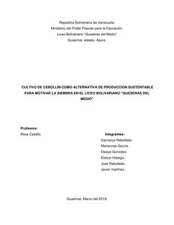 República Bolivariana de Venezuela. 
Ministerio del Poder Popular para la Educación. 
Liceo Bolivariano “Queseras del Medio”