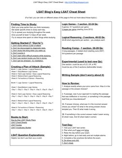 LSAT Blog’s Easy LSAT Cheat Sheet - ​http://LSATBlog.blogspot.com  (http://lsatblog.blogspot.com/)
 
LSAT Blog’s Easy LSAT Ch