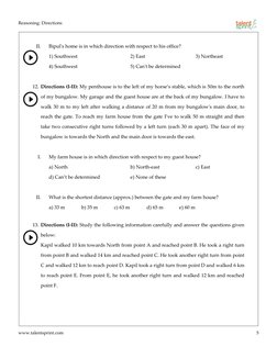 Direction and Distance Reasoning Questions | PDF | Nature | Teaching ...