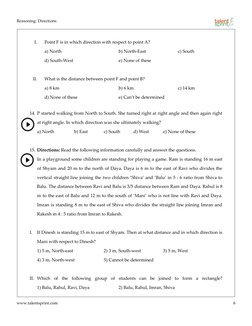 Direction and Distance Reasoning Questions | PDF | Nature | Teaching ...