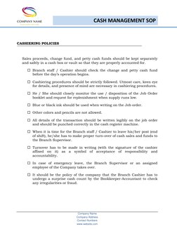 Cash Management SOP Overview | PDF | Bookkeeping | Cashier