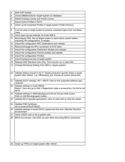 4
Start SAP System
5
Check DBMACESS for Target System on Database
6
Delete Existing License and Install License
7
Import Acti
