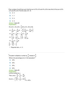 8
.
  
Two numbers A and B are such that the sum of 5% of A and 4% of B is two-third of the sum of 6% 
of A and 8% of B.  (ja
