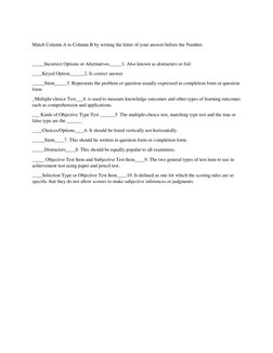 Matching Type Test Instructions | PDF | Multiple Choice | Tests
