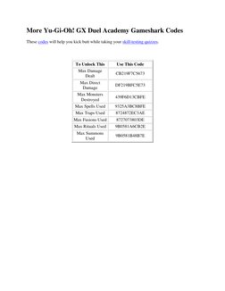 yugioh gx duel academy card passwords Yu-Gi-Oh! Cheatcodes Yu-Gi-Oh! GX Duel Academy Cheats