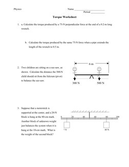 Torque Problems and Solutions Worksheet | PDF | Science & Mathematics