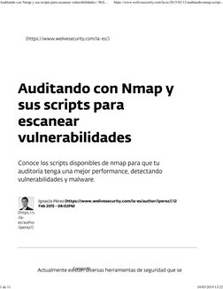 Auditando con Nmap y sus scripts para escanear vulnerabilidades | WeL...
https://www.welivesecurity.com/la-es/2015/02/12/audi