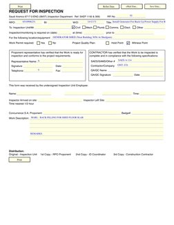 Aramco Request for Inspection Form | PDF