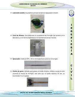 LABORATORIO DE TECNOLOGIA DEL HORMIGON  
CIV-371 
I
N
G
E
N
I
E
R
Í
A 
 
 
C
I
V
I
L 
 
DOCENTE: ING. RICARDO NOR