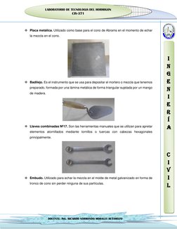 LABORATORIO DE TECNOLOGIA DEL HORMIGON  
CIV-371 
I
N
G
E
N
I
E
R
Í
A 
 
 
C
I
V
I
L 
 
DOCENTE: ING. RICARDO NOR