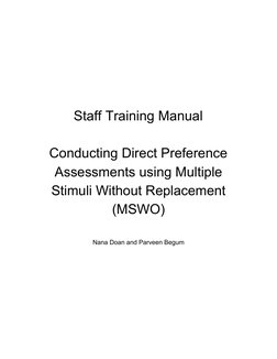 MSWO Preference Assessment Training Manual | PDF | Applied Psychology ...