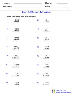 Name :
Teacher :
Date :
Score :
Number Systems Worksheets (http://www.math-aids.com/Number_Systems/)
Math-Aids.Com (http://ww