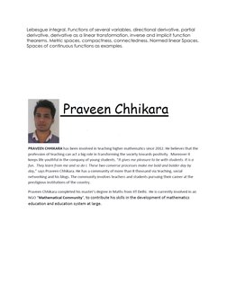 Lebesgue integral. Functions of several variables, directional derivative, partial 
derivative, derivative as a linear transf