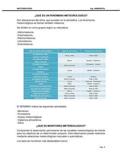 METEOROLOGÍA 
 
Ing. AMBIENTAL 
 
pág. 4 
 
¿QUÉ ES UN FENÓMENO METEOROLÓGICO? 
Son alteraciones del clima, que suceden en la