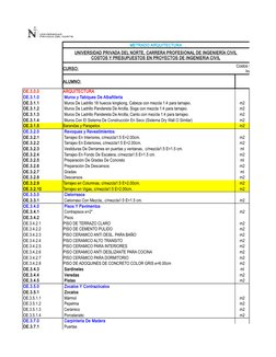 METRADO ARQUITECTURA
CURSO:
ALUMNO:
Jun-19
OE.3.0.0
ARQUITECTURA
OE.3.1.0
 Muros y Tabiques De Albañileria
OE.3.1.1
 Muros De