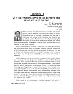 ~~~~~~~~~~~~~~~~~~~~~~~~~~~~~~~~~~~~~~~~~~~~~~~~~~~~~~~~~~~~~
Indian Valuer / June, 2016
7
EDITORIAL
basic understanding and