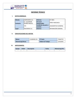 1 
 
Cliente: 
AGROLMOS S.A. 
Informe: 
N° 0041 
 
Contacto: 
Sr. CALDERON 
REAÑO MIGUEL 
Personal 
Responsable: 
PER