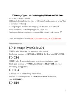 EDI Message Types and SAP IDocs Guide | PDF | Electronic Data ...