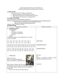 Homogeneous Mixture Lesson Plan Grade 6 Lesson on Mixtures: Homogeneous & Heterogeneous | PDF ...