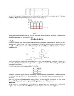 1 
0 
1 
1 
1 
1 
0 
x 
1 
1 
1 
x 
By using three variable K-Map, we can get the simplified expression for next state, Q(t+1