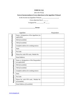 Form 36a Example Memorandum of Cross Objections Form 36A | PDF | Taxes | Government ...