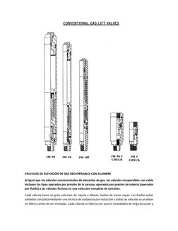 VÁLVULAS DE ELEVACIÓN DE GAS RECUPERABLES CON ALAMBRE 
Al igual que las válvulas convencionales de elevación de gas, las
