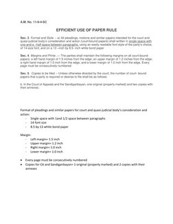 Judicative Paper Efficient Paper Rule for Court Documents | PDF