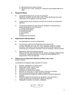 3
2) Diferentes tipos de motores marinos. 
3) Operación de un motor, mantención, y detección de principales fallas de un 
m