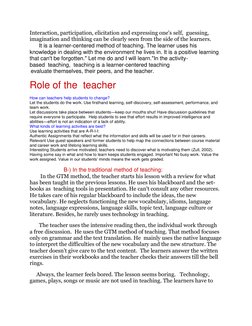 Interaction, participation, elicitation and expressing one's self,  guessing, 
imagination and thinking can be clearly seen f