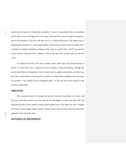 Budgeting Practices of Grade 12 Students | PDF | Survey Methodology ...
