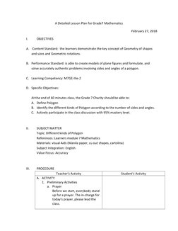 Grade 7 Polygon Lesson Plan | PDF | Polygon | Angle