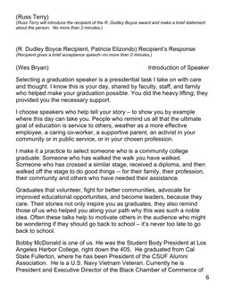 6 
(Russ Terry) 
 
(Russ Terry will introduce the recipient of the R. Dudley Boyce award and make a brief statement 
about