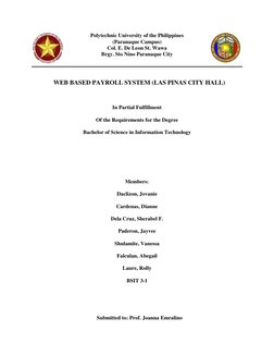 Polytechnic University of the Philippines 
(Paranaque Campus) 
Col. E. De Leon St. Wawa 
Brgy. Sto Nino Paranaque City