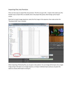 Importing Files into Premiere 
There are two ways to import files into premiere. The first is to go to file -> import, then s