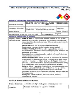 ____________________________________________________________________ 
Hoja de Datos de Seguridad Productos Químicos (CEMENTO