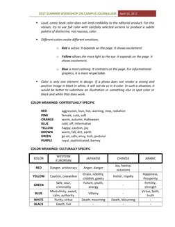 2017 SUMMER WORKSHOP ON CAMPUS JOURNALISM April 10, 2017 
 
 Loud, comic book color does not lend credibility to the editori