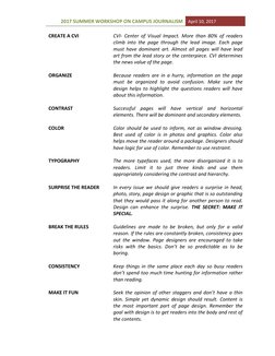 2017 SUMMER WORKSHOP ON CAMPUS JOURNALISM April 10, 2017 
 
CREATE A CVI 
CVI- Center of Visual Impact. More than 80% of read