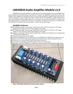 LME49810 Audio Amplifier Module v1.0 
Page 1 
 
 
LME49810 Audio Amplifier Module v1.0 
LME49810 Audio Amplifier Module is a