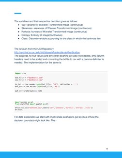 9 
 
The variables and their respective denotion goes as follows: 
● Var: variance of Wavelet Transformed image (continuo
