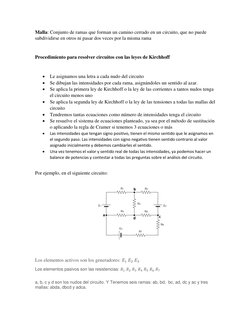 Malla: Conjunto de ramas que forman un camino cerrado en un circuito, que no puede 
subdividirse en otros ni pasar dos veces