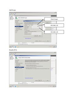 Add Scope
Disable IPv6
Client Scope
192.168.1.10
192.168.1.20
