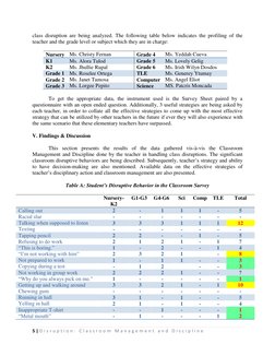 5 | D i s r u p t i o n :  C l a s s r o o m  M a n a g e m e n t  a n d  D i s c i p l i n e   
 
class disruption are being