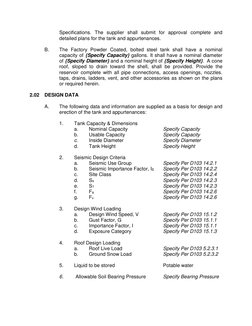 Specifications. The supplier shall submit for approval complete and 
detailed plans for the tank and appurtenances. 
 
B.  
T