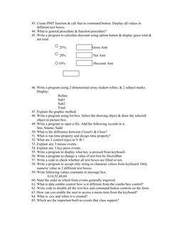 Visual Basic Question Bank Overview | PDF | Object Oriented Programming ...
