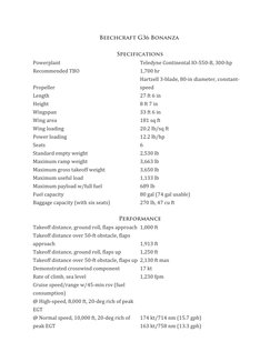 Beechcraft G36 Bonanza Specifications | PDF | Takeoff | Flap (Aeronautics)