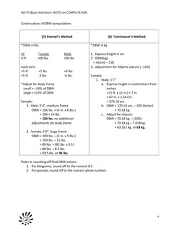 Hamwi Method Formula Nutrition Computation Methods Overview | PDF | Body Mass Index | Calorie