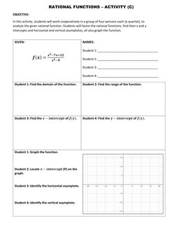 RATIONAL FUNCTIONS – ACTIVITY (C) 
OBJECTIVE: 
In this activity, students will work cooperatively in a group of four persons