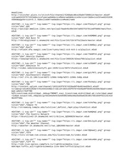 Headlines
http://stitcher.pluto.tv/stitch/hls/channel/5268abcd0ce20a8472000114/master.m3u8?
sid=web24157571521&deviceType=web