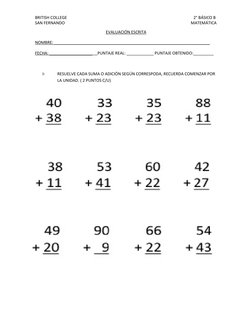 Sumas y Restas para 2° Básico | PDF