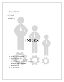 GARGI CHAUDHARY
NEW DELHI 
11 JUNE 2019 
INDEX

INTRODUCTION (SMC)

CORPORATE ETHOS

ORGANIZATIONAL STRUCTURE

HUMAN RESO